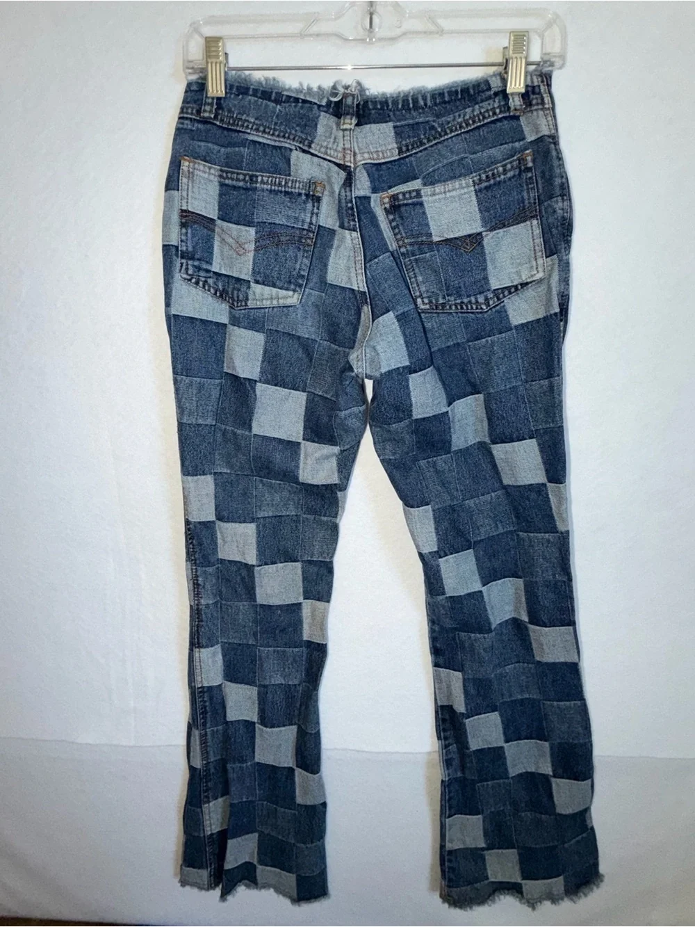 Vintage Zoey Beth Low Rise Patchwork Checkerboard Blue Jeans - Picture 7 of 11